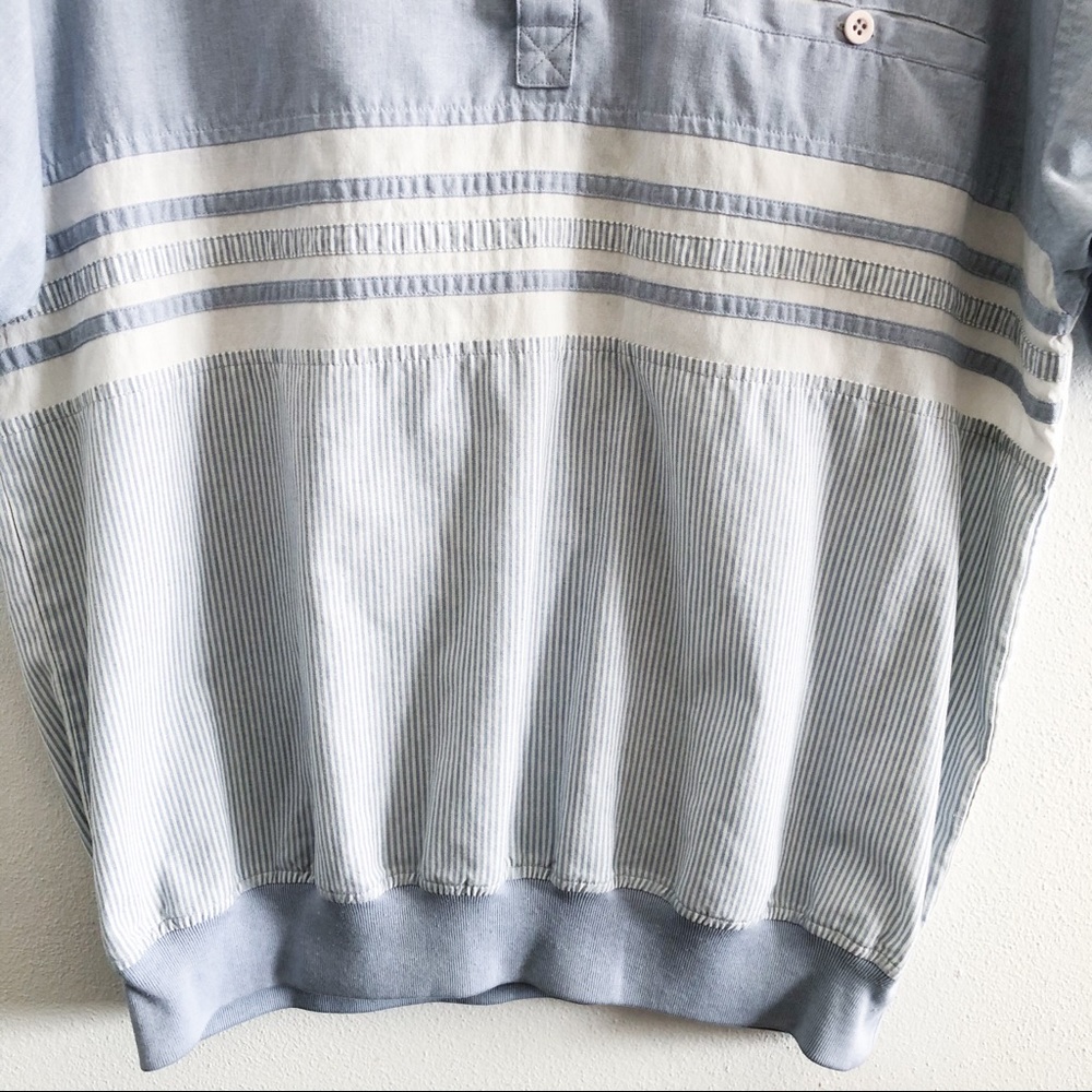 VINTAGE 90’s blue striped mixed print polo shirt L - Picture 6 of 10